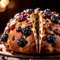 Panettone , traditional popular sweet dessert cake, christmas bread food photo