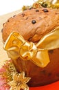 Panettone, typical Christmas cake, closeup