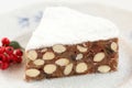 Panforte of Siena slice on plate Royalty Free Stock Photo
