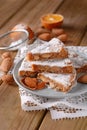 Panforte of Siena - traditional Italian Christmas cake with almonds and orange peel