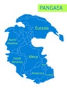 Pangaea or Pangea. Vector illustration of supercontinent that existed during the late Paleozoic and early Mesozoic eras