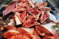 Pangasius catfish meat in fish market.