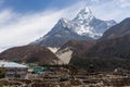 Pangboche village with Ama Dablam mountain peak, Everest region Royalty Free Stock Photo