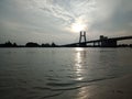 bridge over the sea in the evening in Bangka Belitung under the EMAS bridge