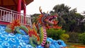 Dragon Statue at the Temple of the Goddess of the Sea Shen Mu Miau, in the Pasir Padi Beach area, Pangkalpinang City, Indonesia. Royalty Free Stock Photo