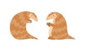 Pangolin or Scaly Anteater with Clawed Paw Sitting Vector Set