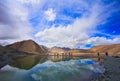 Pangong Tso or Pangong Lake is a saltwater lake, swamp and wetland. Many tourists.