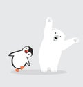 Panguin with polar bear vector Royalty Free Stock Photo