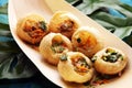 Pani Puri indian street food. Golgappe, Chat item, India. Royalty Free Stock Photo