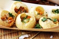 Pani Puri indian street food. Golgappe, Chat item, India. Royalty Free Stock Photo