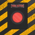 Panic button sign on yellow striped background Royalty Free Stock Photo