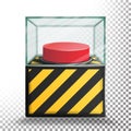 Panic Button Vector. Red Alarm Shiny Button. Transparent Background Illustration Royalty Free Stock Photo