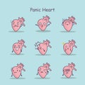 Panic cartoon Heart set