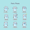 Panic cartoon smart phone