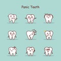 Panic cartoon tooth set Royalty Free Stock Photo