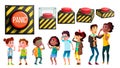 Panic Characters People And Red Button Set Vector Royalty Free Stock Photo