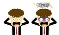 Panic and confused businessman in flat, vector art