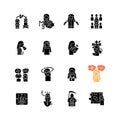 Panic disorder black glyph icons set on white space