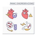 Panic disorder color icons set