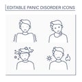 Panic disorder line icons set
