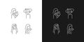 Panic disorder symptoms linear icons set for dark and light mode