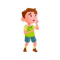 panic little boy shocking from news in kindergarten cartoon vector Royalty Free Stock Photo