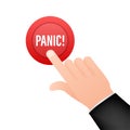 Panic push button, great design for any purposes. Flat design. Vector illustration.