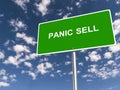 panic sell traffic sign on blue sky Royalty Free Stock Photo