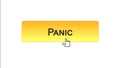 Panic web interface button clicked with mouse cursor, orange color, site design