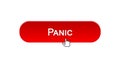 Panic web interface button clicked with mouse cursor, red color, site design Royalty Free Stock Photo