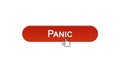 Panic web interface button clicked with mouse cursor wine red color, site design Royalty Free Stock Photo