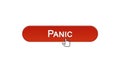 Panic web interface button clicked with mouse cursor wine red color, site design