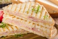 Panini cheese ham toast, fresh apple sandwitch Royalty Free Stock Photo