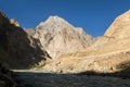 Panj or Amu Darya river and Pamir mountains Royalty Free Stock Photo