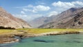 Panj river Amu Darya, Pamir and Hindukush mountains Royalty Free Stock Photo