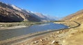 Panj river and Pamir mountains, Amu Darya river Royalty Free Stock Photo