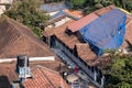 Aerial view of the tiles roofs of the old Fontainhas district in the city of Panaji