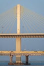 The modern cable-stayed Atal Setu bridge in the city of Panaji