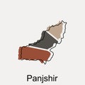 Panjshir map and black lettering illustration design template on white background, vector map of afghanistan