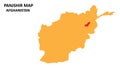 Panjshir State and regions map highlighted on Afghanistan map