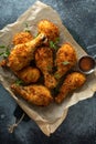 Panko breaded fried chicken drumsticks