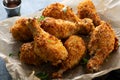 Panko breaded fried chicken drumsticks