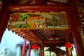 Panmen Scenic Spot in Suzhou, China, the traditional Chinese architecture, the corridor of the covered bridge, hung with