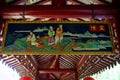 Panmen Scenic Spot in Suzhou, China, the traditional Chinese architecture, the corridor of the covered bridge, hung with