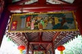 Panmen Scenic Spot in Suzhou, China, traditional Chinese buildings, corridors of covered Bridges, hung with traditional paintings