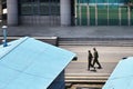 UN peacekeepers soldier. The demarcation line between South and North Korea