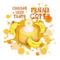 Panna Cotta Banana Dessert Colorful Icon Choose Your Taste Cafe Poster Royalty Free Stock Photo