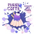 Panna Cotta Blueberry Dessert Colorful Icon Choose Your Taste Cafe Poster
