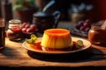 Panna Cotta with caramel, a luscious Creme Caramel dessert. Royalty Free Stock Photo