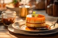 Panna Cotta with caramel, a luscious Creme Caramel dessert. Royalty Free Stock Photo